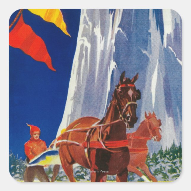 Sticker Carré Sports d'hiver à Yosemite PosterYosemite, CA (Devant)