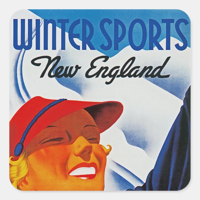 Sticker Carré Sports d'hiver Nouvelle Angleterre (Devant)