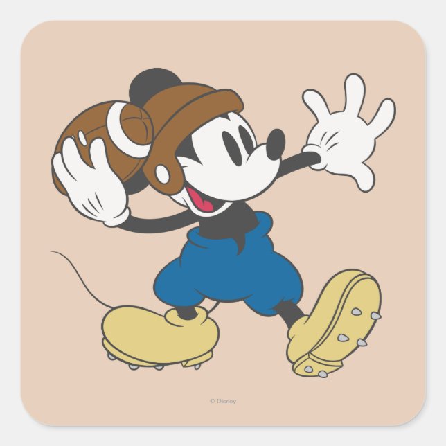 Sticker Carré Sporty Mickey | Throwing Football (Devant)