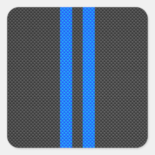 Sticker Carré Sporty Sky Blue Carbon Style Fiber Racing Stripes