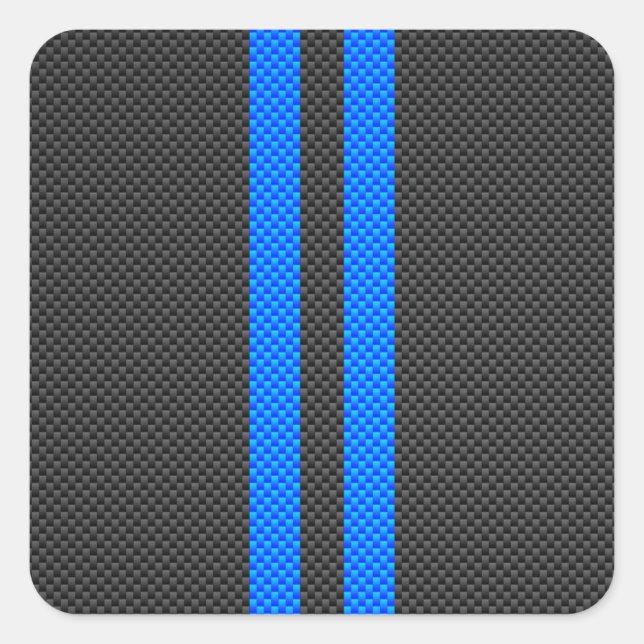 Sticker Carré Sporty Sky Blue Carbon Style Fibre Stripes de cour (Devant)
