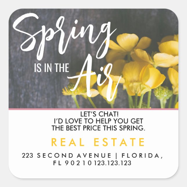 Sticker Carré Spring Real Estate Marketing Postcard | Custom Age (Devant)