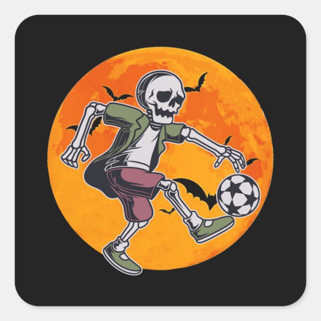 Sticker Carré Squelette de football - Halloween (Devant)