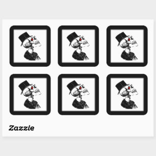 Sticker Carré Squelette des yeux rouges