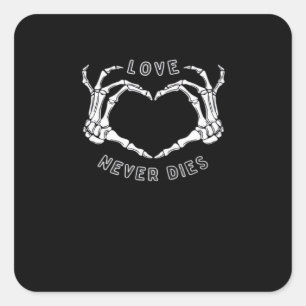 Sticker Carré Squelette Mains Coeur Drôle & Classique