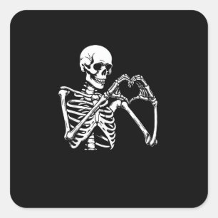 Sticker Carré Squelette Mains Coeur Signer Halloween Costume Ret