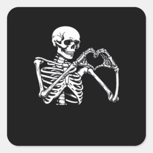 Sticker Carré Squelette Mains de coeur Signer Costume d'Hallowee