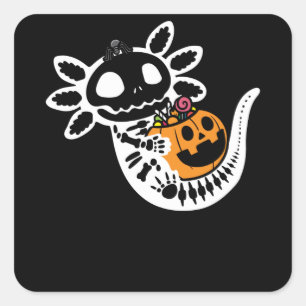Sticker Carré Squelette mignon Halloween Axolotl