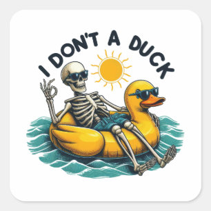 Sticker Carré Squelette sarcastique sur canard