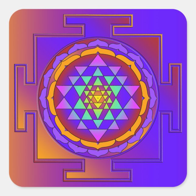 Sticker Carré SRI YANTRA pleine couleur + vos idées (Devant)