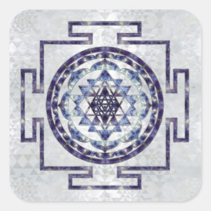 Sticker Carré Sri Yantra / Sri Chakra Gemstone et perle