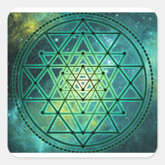 Sticker Carré Sri Yantra vert mystique