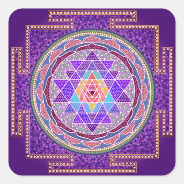 Sticker Carré Sri Yantra violet (Devant)