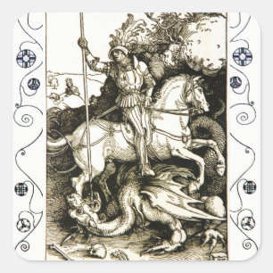 STICKER CARRÉ ST GEORGE ET DRAGON