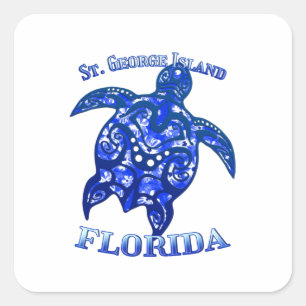 Sticker Carré St. George Florida Vacation Tortue tribale