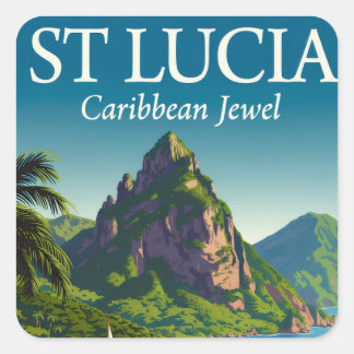 Sticker Carré St Lucia Caribbean Jewel