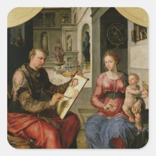 Sticker Carré St Luke peignant la Vierge, c.1545