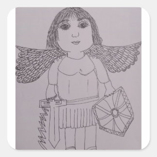 Sticker Carré St. Michael l'archange Noir et Blanc