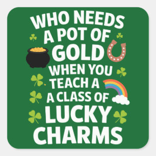 Sticker Carré St patrick acher Lucky Charm Clover Irlandais