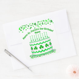 Sticker Carré St Patrick's Day Birthday Cake Custom Candles