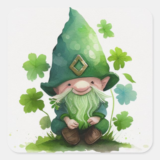 Sticker Carré St. Patrick's Day Green Leprechaun (Devant)