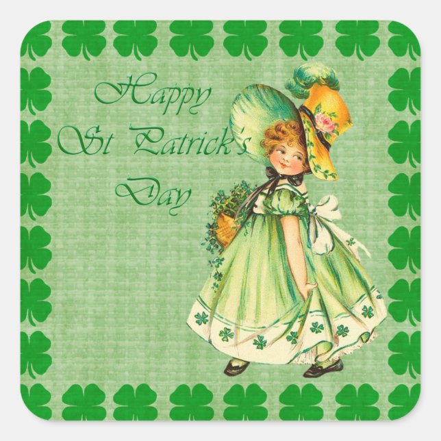 Sticker Carré St Patrick's Day Vintage (Devant)