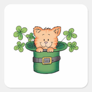 Sticker Carré St. Patricks Kitty