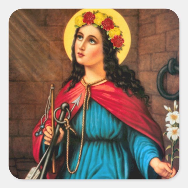 Sticker Carré St Philomena Wonderworker & Martyr (Devant)