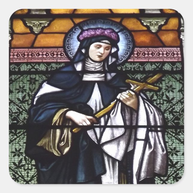Sticker Carré St. Rose de Lima - prier pour nous vitraux (Devant)