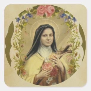 Sticker Carré St Therese de l'enfant Jésus peu de fleur