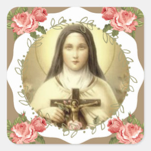 Sticker Carré St Therese de l'enfant Jésus peu de fleur