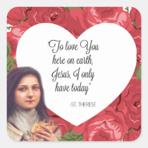Sticker Carré St Therese Vintage Victorien Roses Rouges