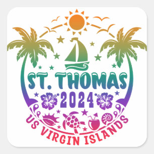 Sticker Carré St. Thomas Bliss : Îles Vierges Tropicales