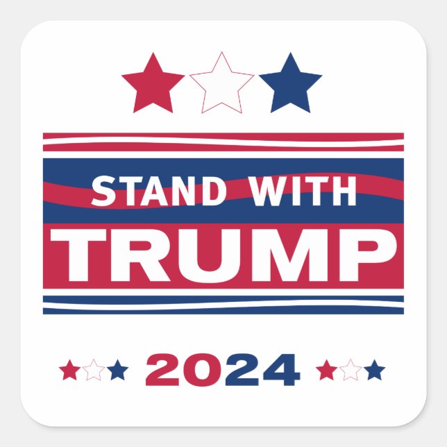 Sticker Carré Stand with Trump~2024~MAGA (Devant)