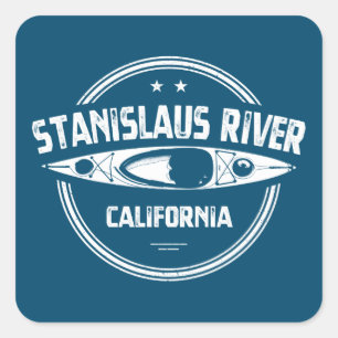 Sticker Carré Stanislaus River Californie Kayak