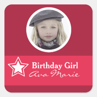 Sticker Carré Star Birthday Girl Party Photo