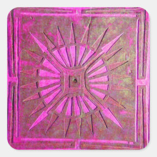 Sticker Carré STAR DU MATIN Rose, Fuchsia Black, Monogramme