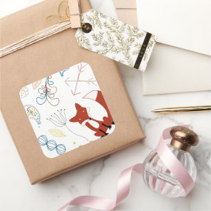 Sticker Carré Star M. Forest Fox Woodland Motif floral