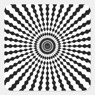 Sticker Carré Starburst, Noir Et Blanc