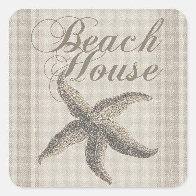 Sticker Carré Starfish Beach House Plage Côté Côte (Devant)