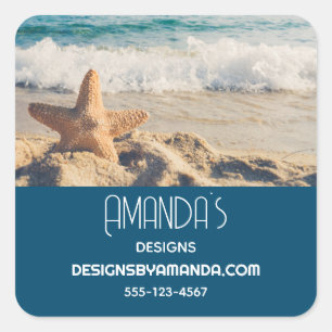 Sticker Carré Starfish sur une plage de sable Photo Business