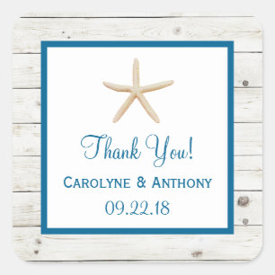 Sticker Carré Starfish Whitewashed Wood Beach Wedding Collection