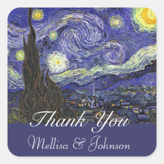 Sticker Carré Starry Night mariage faveur merci