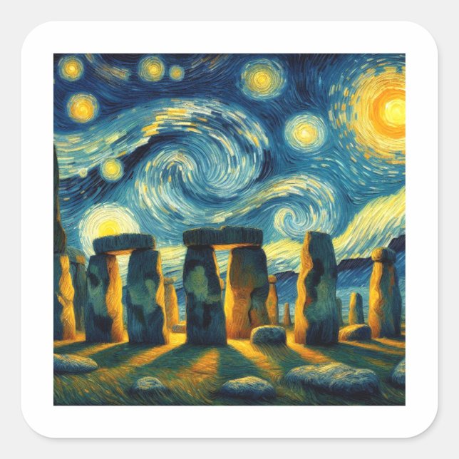 Sticker Carré Starry Night Stonehenge (Devant)