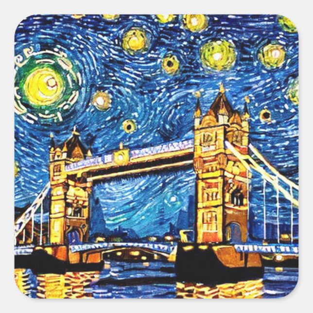 Sticker Carré Starry Starry Night Londres Angleterre (Devant)