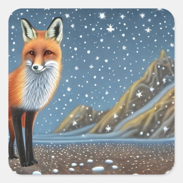 Sticker Carré Starry Starry Night Storybook Fox (Devant)