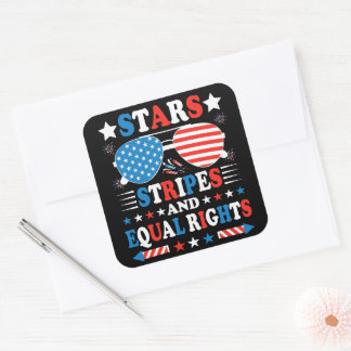 Sticker Carré Stars Stripes and Equal Rights Shirt