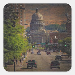 Sticker Carré State Capital in Boise, Idaho