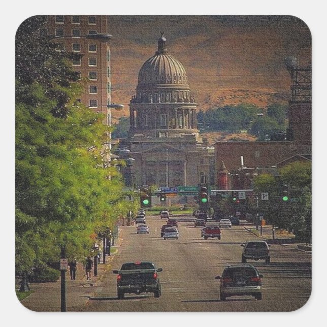 Sticker Carré State Capital in Boise, Idaho (Devant)