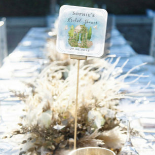 Sticker Carré Statue de gazebo élégant Colombes fleurs Baby Show